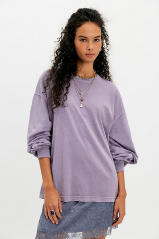 We The Free Perfect Oversized Long Sleeve Crew Neck Top at Free People in Purple, Size: XS - Crew Neck