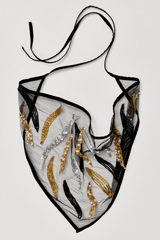 Carnegie Beaded Hair Scarf by Free People in Black