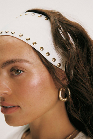Abbey Studded Soft Headband at Free People in Ivory With Gold Studs