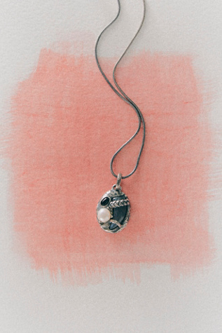 FP x Pamela Love Astra Pendant Necklace at Free People in Silver, Lab, Pearl, Onyx