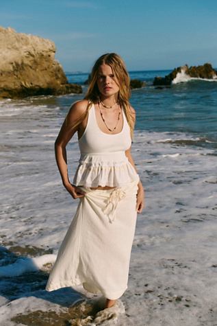 Blossom Jersey Maxi Skirt by free-est at Free People in White, Size: L