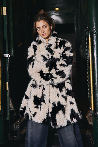 Jade Spotted Faux Fur Coat