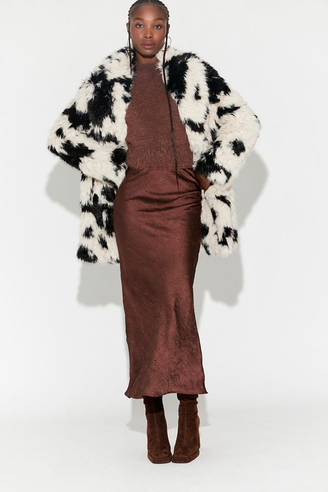 Jade Spotted Faux Fur Coat #4