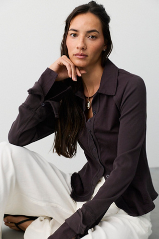 Женская рубашка We The Free Happy Valley Button Down, цвет: Чёрный — фото 3