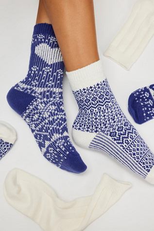 Nordic Knit Sock Bundle by Free People in Blue