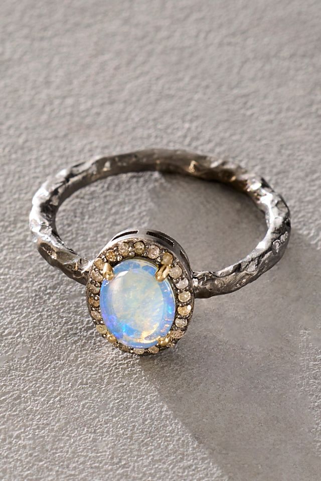 Bague halo opale et diamant Robindira Unsworth #1