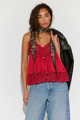 Fiona Satin Cami by Intimately at Free People in Red, Size: XS