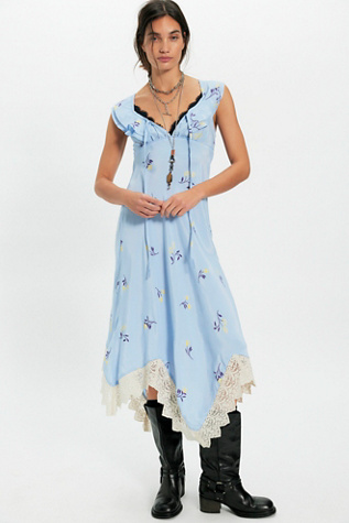 Flock Together Midi Dress by Free People in Blue, Size: M
