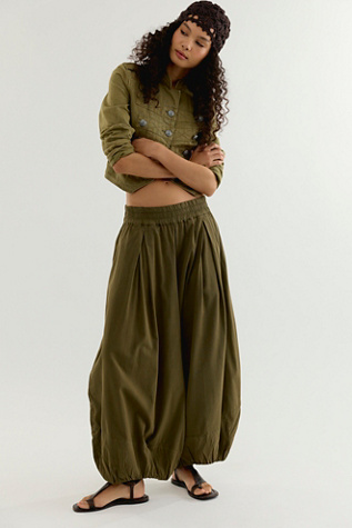 Moonflower Balloon Trousers at Free People in Sage, Size: Medium