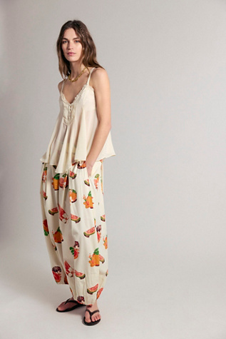Pantalon ballon à enfiler imprimé Moonflower