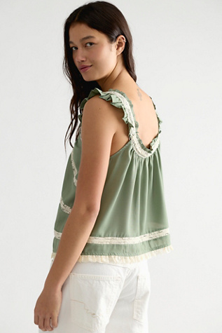 Женский топ Free People Mabel Tank, цвет: Зелёный миндальный комбинированный — фото 2