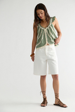 Женский топ Free People Mabel Tank, цвет: Зелёный миндальный комбинированный — фото 4