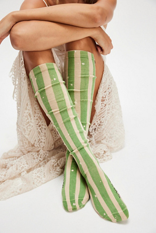 Magnolia Pearl Art Class Over The Knee Socks at Free People in Green