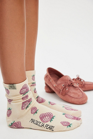 Magnolia Pearl Strawberry Socks at Free People in White