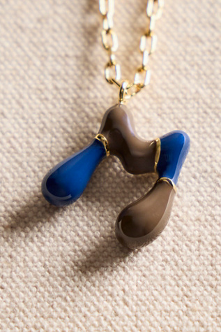 FP x Local Eclectic Bubble Letter Necklace at Free People in Blue