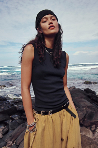 We The Free Atlas Crew Neck Jersey Tank Top at Free People in Black, Size: XS - Crew Neck