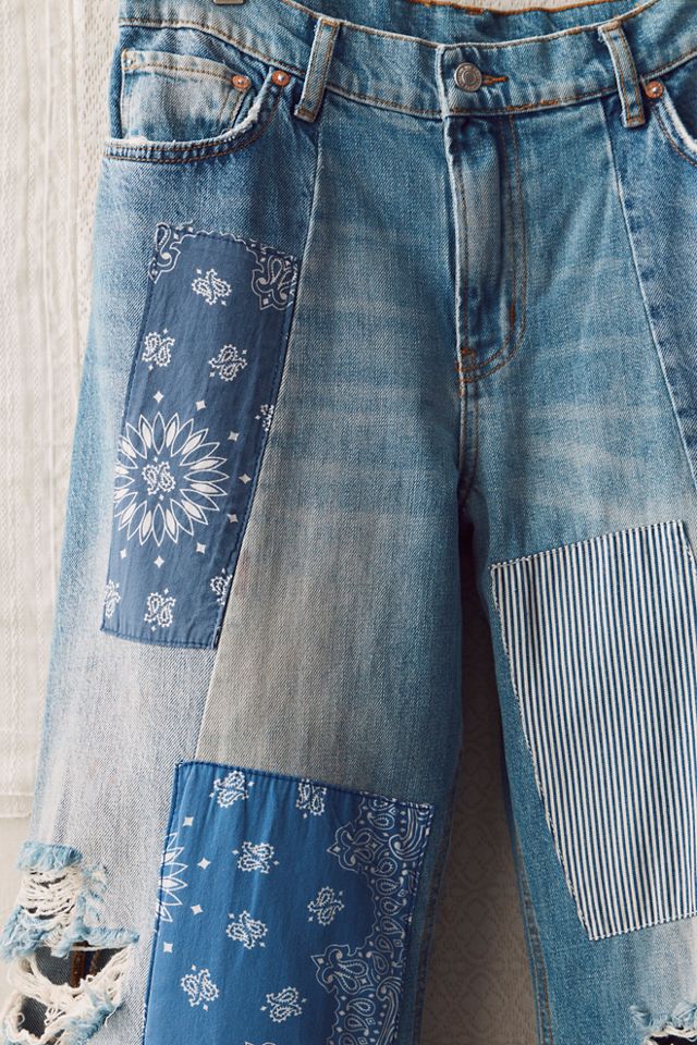 FP MART: Vintage: The Originals Patched Cropped Bandana Denim Jeans #2