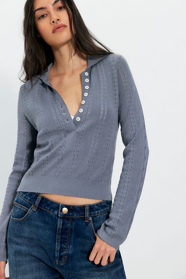 Madi Pointelle Knit Polo #3
