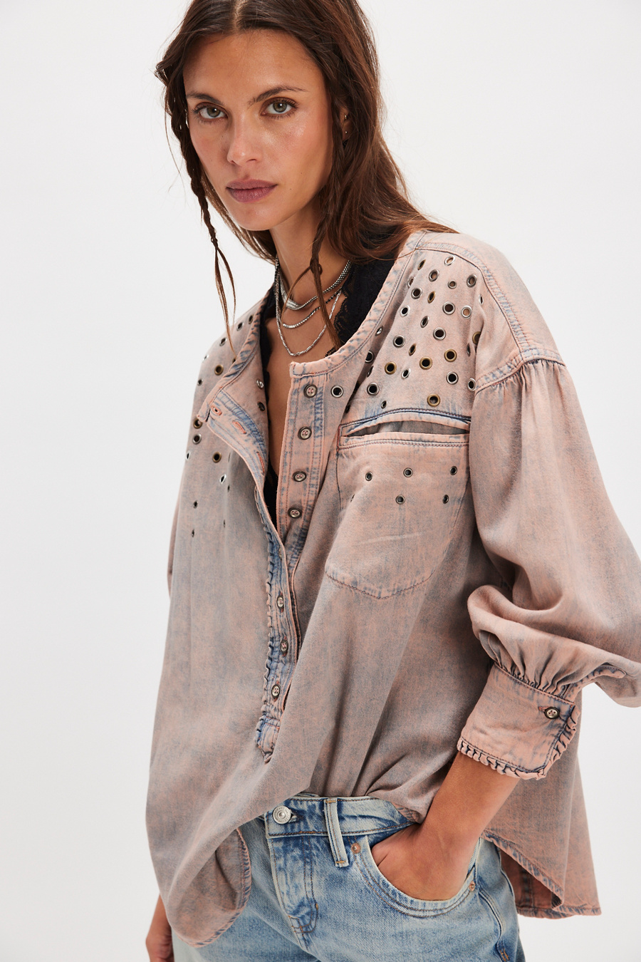 Tricia Fix Studded Denim Dreaming Top