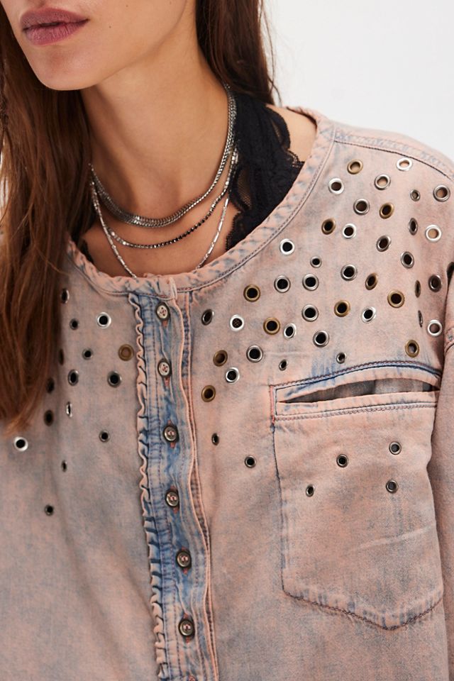 Tricia Fix Studded Denim Dreaming Top #2