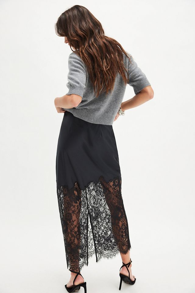 LoveShackFancy Ilene Satin Lace Maxi Skirt #1