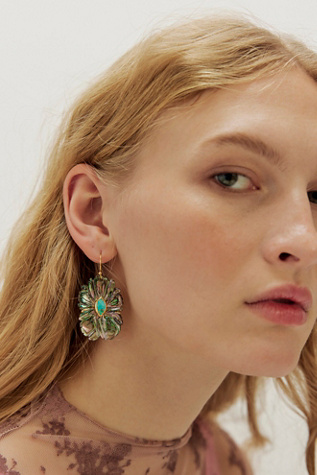 FP x Chan luu Carved Flower Earrings at Free People in Blue