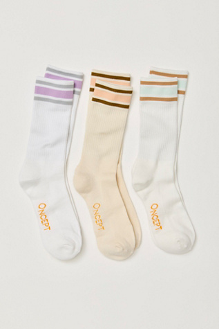 ONCEPT Stripe Crew Sock 3-Pack at Free People, Desert