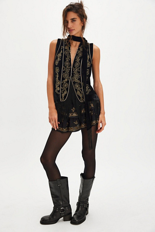 Encore Embellished Vest Jacket by Free People in Black, Size: M