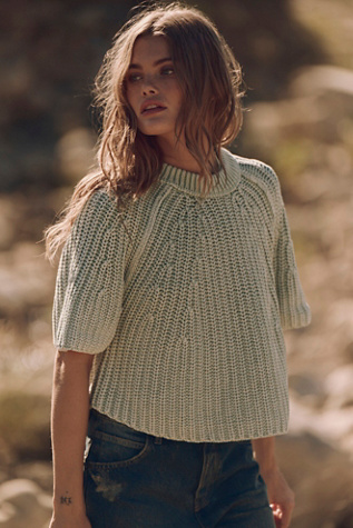 Amy Sweater Tee by Free People in Green, Size: L