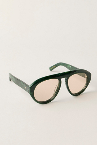 Женские солнцезащитные очки Elisa Johnson Val Aviator Sunglasses, цвет: Зелёный — фото 2