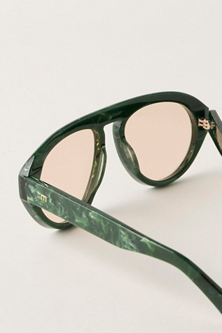 Женские солнцезащитные очки Elisa Johnson Val Aviator Sunglasses, цвет: Зелёный — фото 3