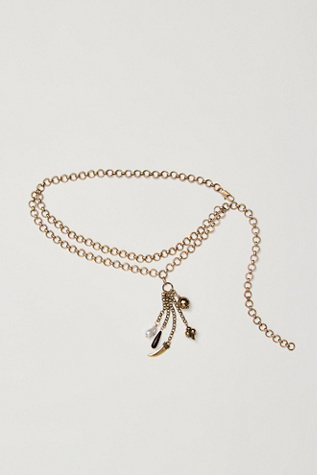 Wild Card Charm Chain Belt by Free People in Gold
