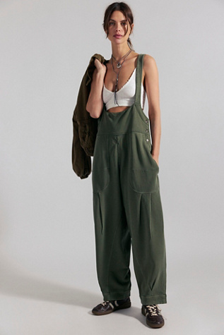 We The Free Felix Terry Overalls at Free People in Green, Size: L