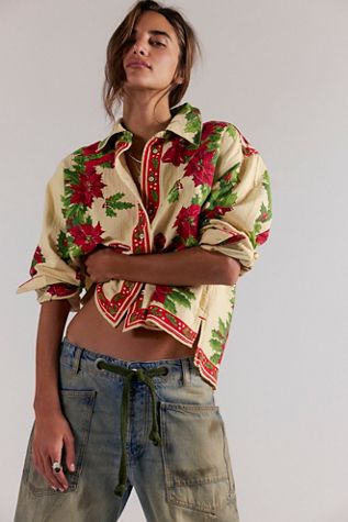 We The Free Holiday Blooms Button Down Shirt