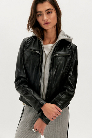 Mauritius Nola Leather Jacket by Mauritius Leather at Free People in Black, Size: US 8