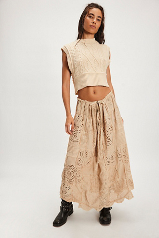 Magnolia Pearl Eyelet Patchwork Pissarro Skirt at Free People in White