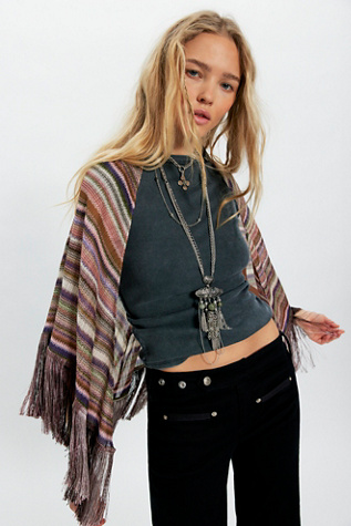 Fringe Stripe Shawl by Anna Sui at Free People in Mauve