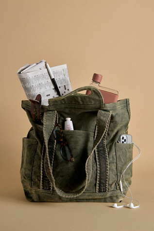 Cordes Canvas Tote Bag by Free People in Green
