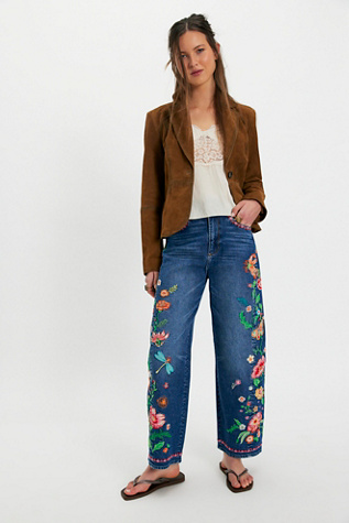 Driftwood Davina Barrel Jeans at Free People in Dark Wash, Size: 26