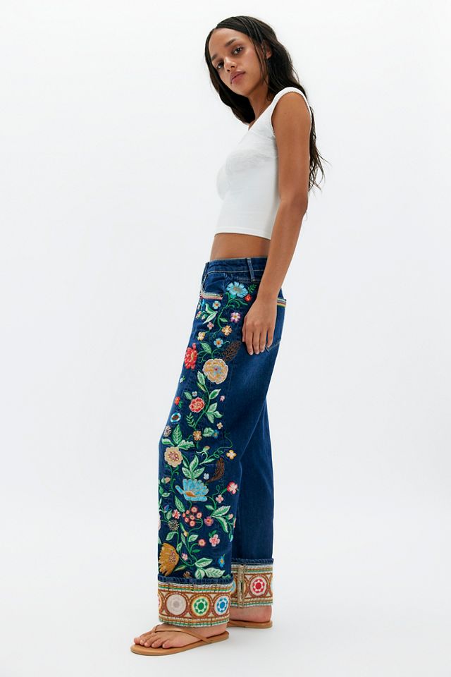 Driftwood Gardenia Cuffed Barrel Jeans #2