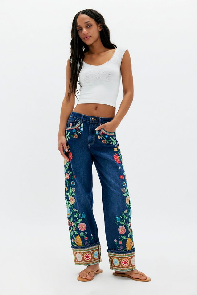 Driftwood Gardenia Cuffed Barrel Jeans #3