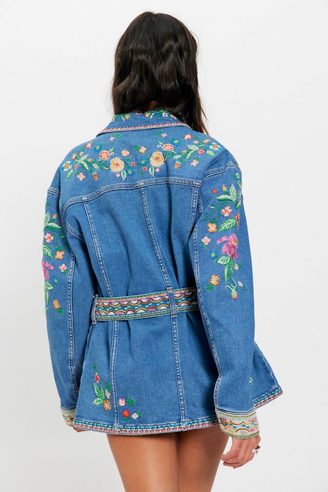 Driftwood Gardenia Embroidered Denim Jacket | Free People