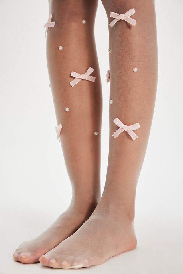 Nevermore Peek Bow Embellished Tights #1