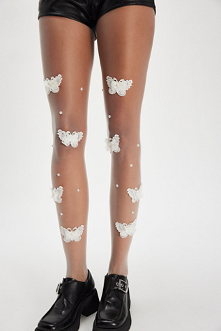 Butterfly Kisses Tights by Free People in White