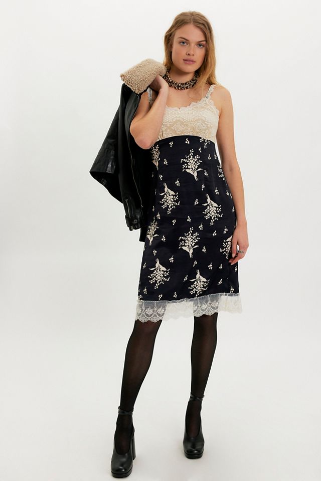 Anna Sui Lace Combo Slip Midi Dress