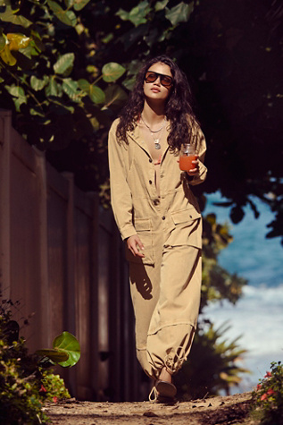 We The Free High-Line One-Piece Jumpsuit by Free People in Tan, Size: M