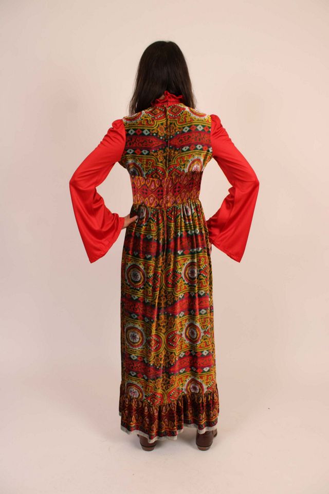 Vintage 1960s Dolly Rockers Psychedelic Velvet Dress Selected By Wolf and Moon Vintage #2