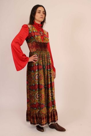 Vintage 1960s Dolly Rockers Psychedelic Velvet Dress Selected By Wolf and Moon Vintage
