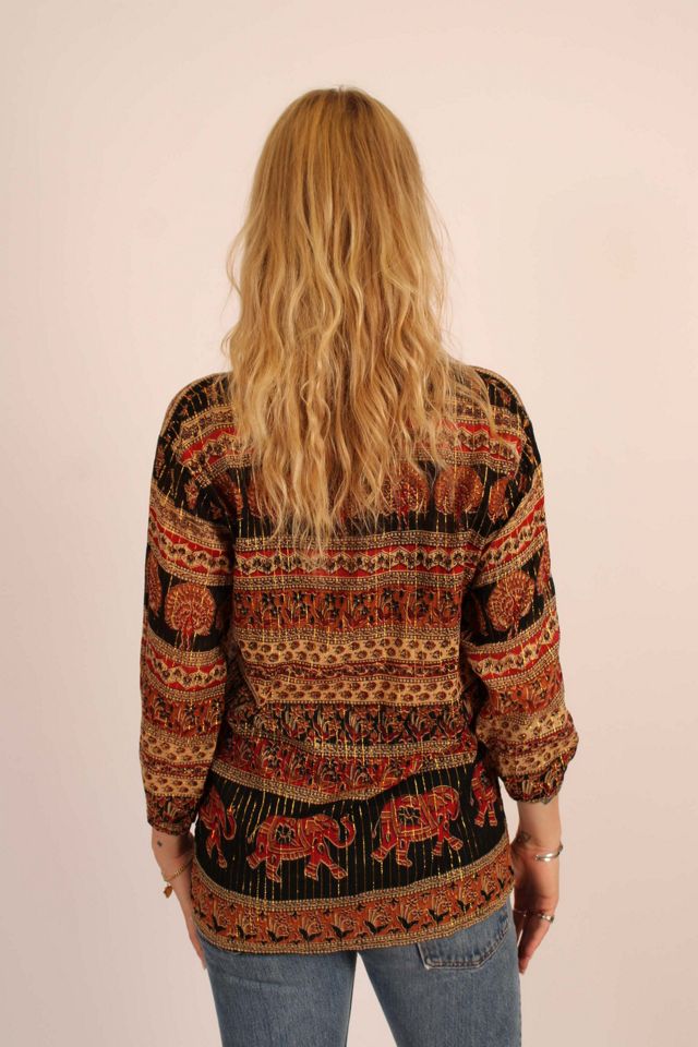 Vintage Elephant Hippie Cotton Gauze Blouse Selected By Wolf and Moon Vintage #2