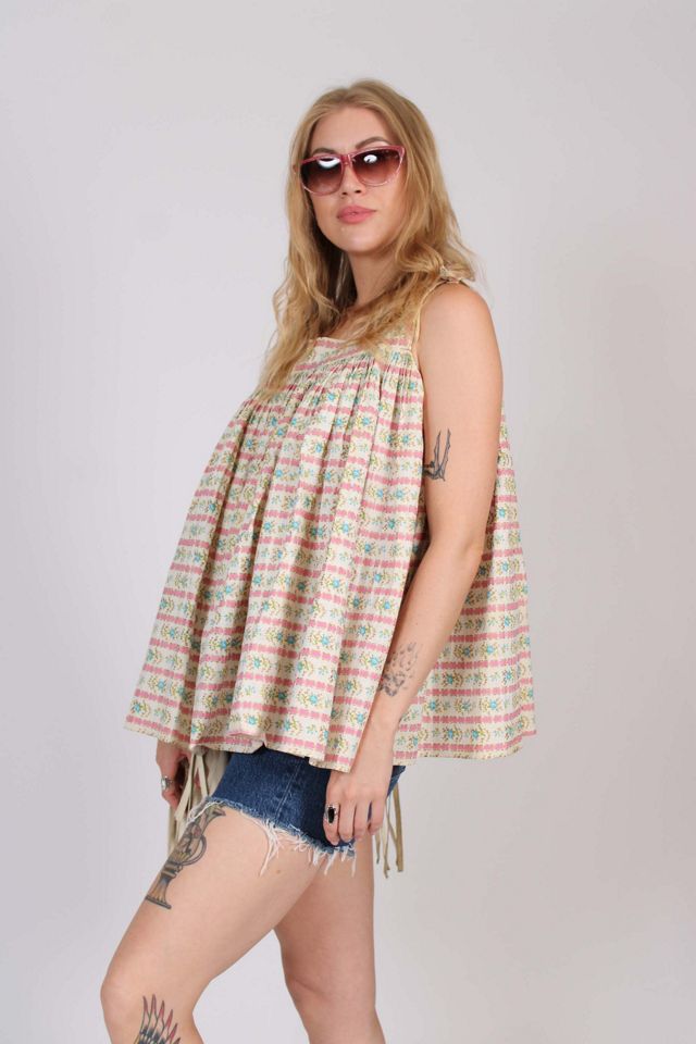 Floral Cotton Baby Doll Blouse Selected By Wolf and Moon Vintage #1